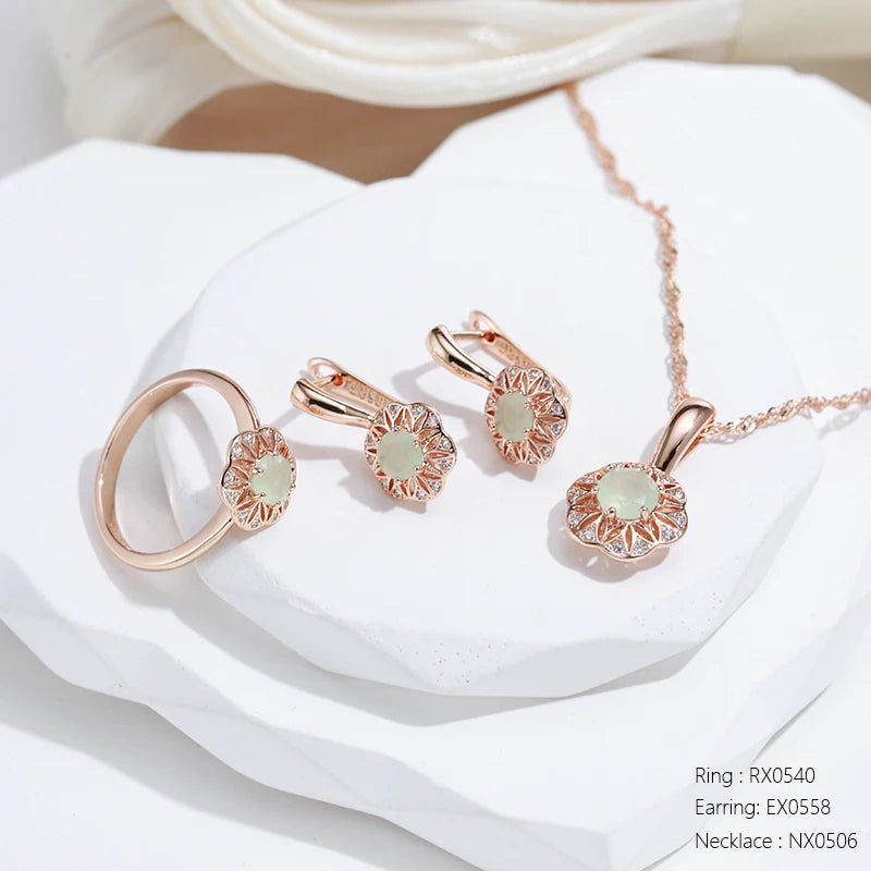 Lake Green Zircon 585 Rose Gold Necklace