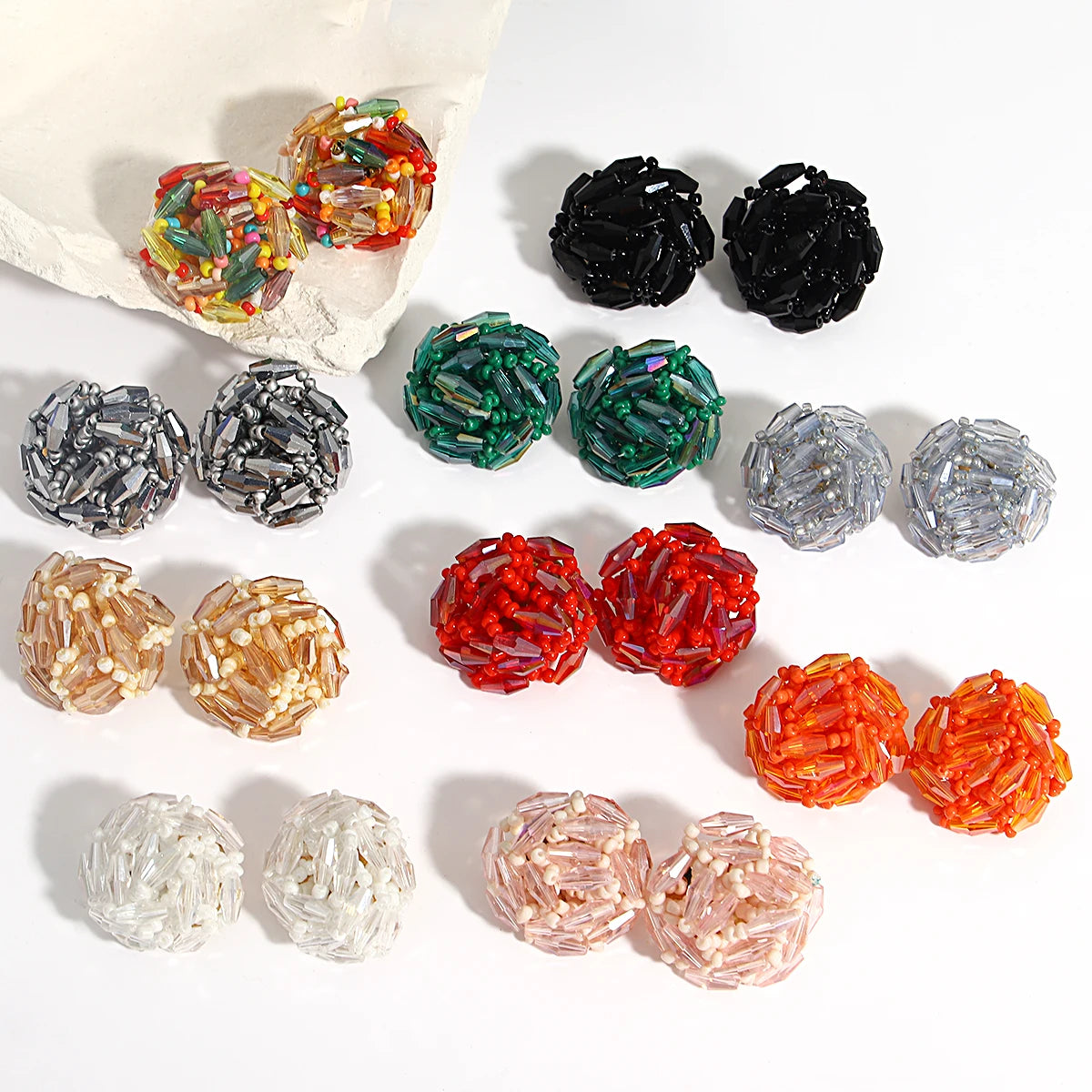 Multicolor Crystal Beaded Stud Earrings