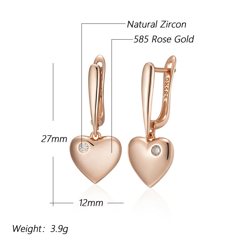 Love Heart 585 Rose Gold Drop Earrings