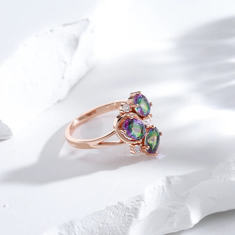 Colorful Zircon Ring 585 Rose Gold