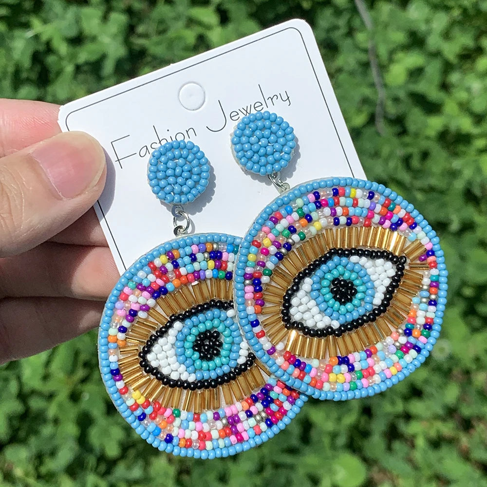 Vintage Evil Eye Beaded Earrings