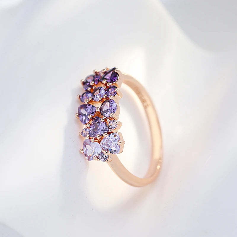 Shiny Purple Zircon Ring 585 Rose Gold