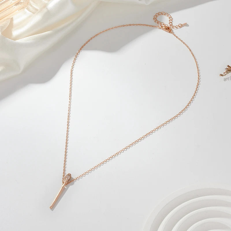 Matchstick Zircon 585 Rose Gold Necklace