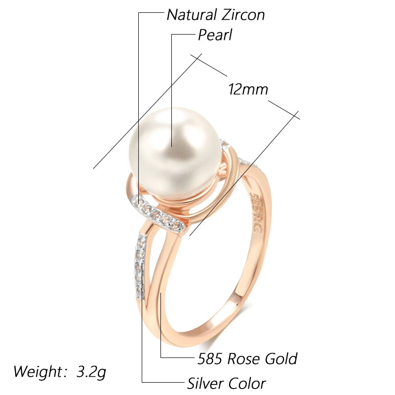 Geometry Pearl Zircon Ring 585 Rose Gold