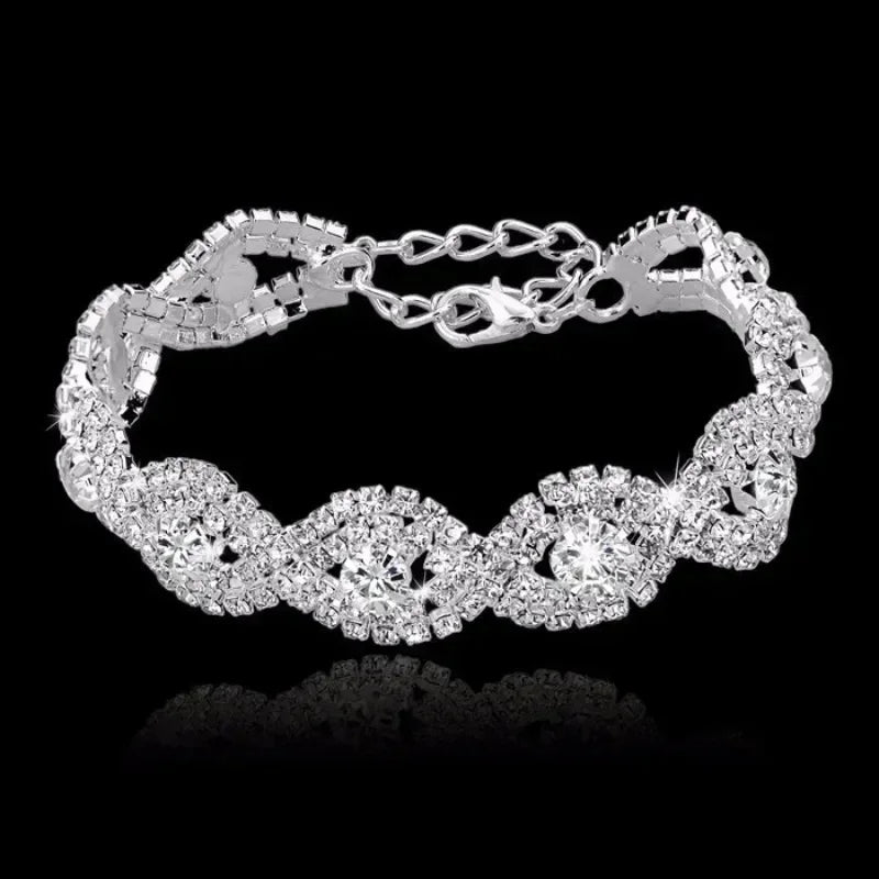 Luxury Rhinestone Silver Bracelet Women