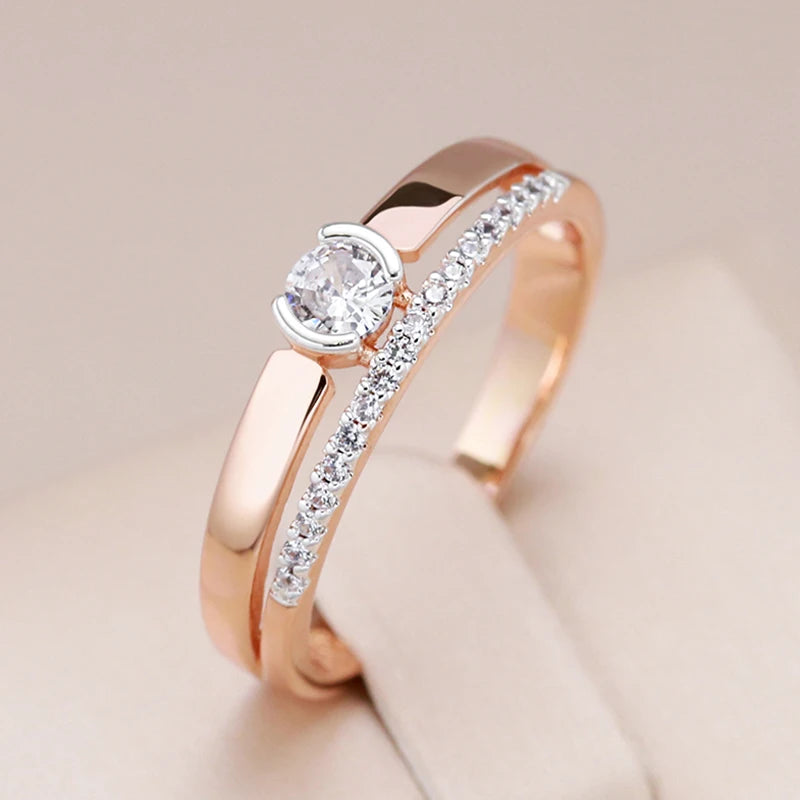 Slim Natural Zircon Ring 585 Rose Gold