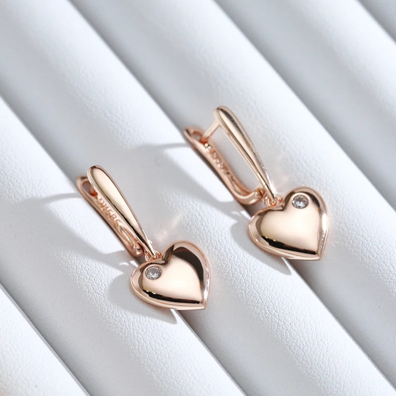 Love Heart 585 Rose Gold Drop Earrings