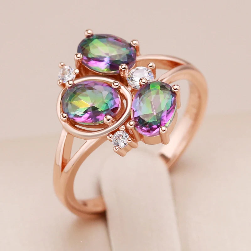 Colorful Zircon Ring 585 Rose Gold