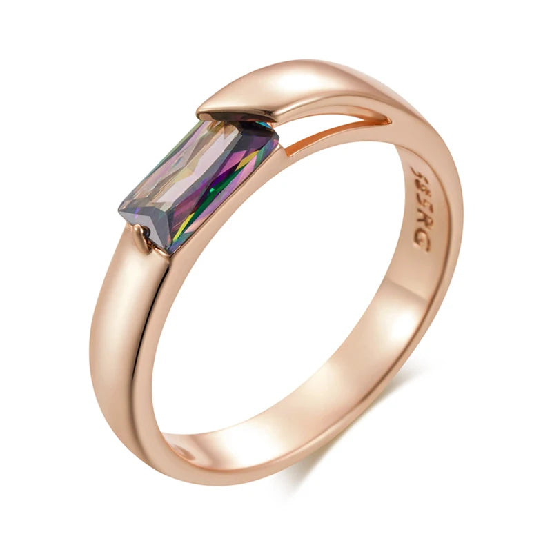 Square Zircon Ring 585 Rose Gold