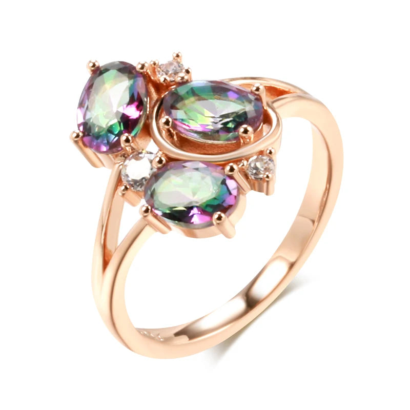 Colorful Zircon Ring 585 Rose Gold