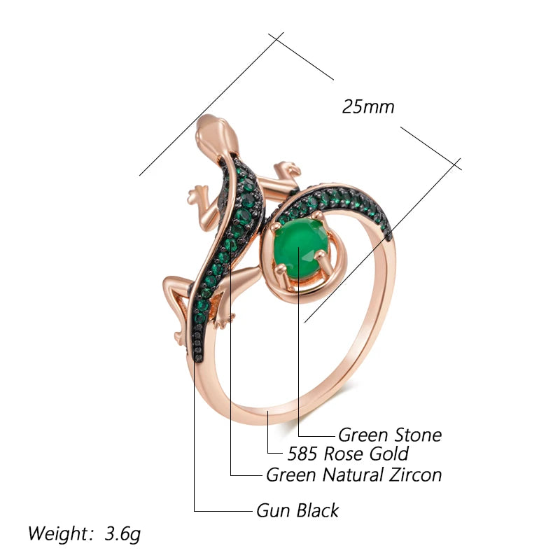 Green Lizard Zircon Ring 585 Rose Gold