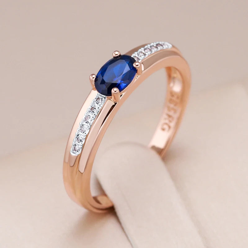 Blue Zircon Ring 585 Rose Gold