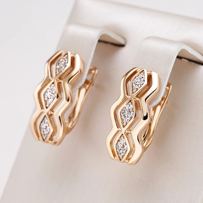 Geometry Square Zircon 585 Rose Gold Earrings