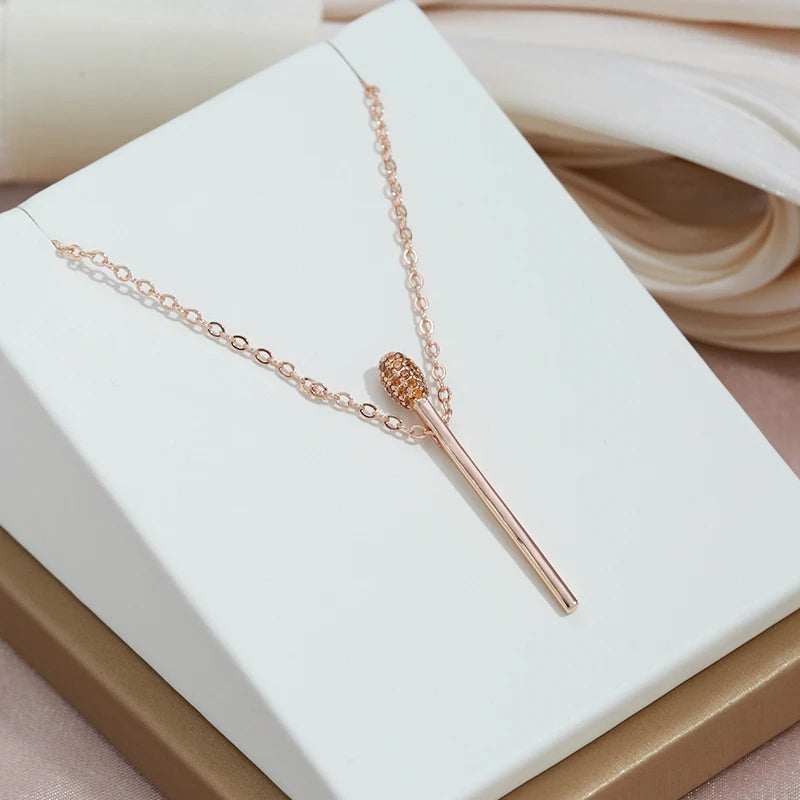 Matchstick Zircon 585 Rose Gold Necklace