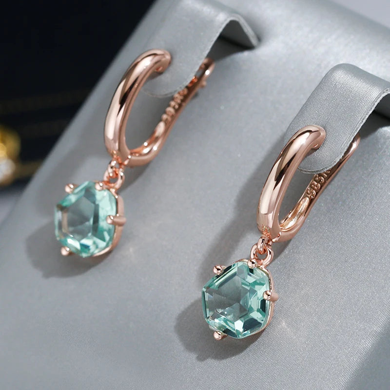 Light Green Stone 585 Rose Gold Earrings