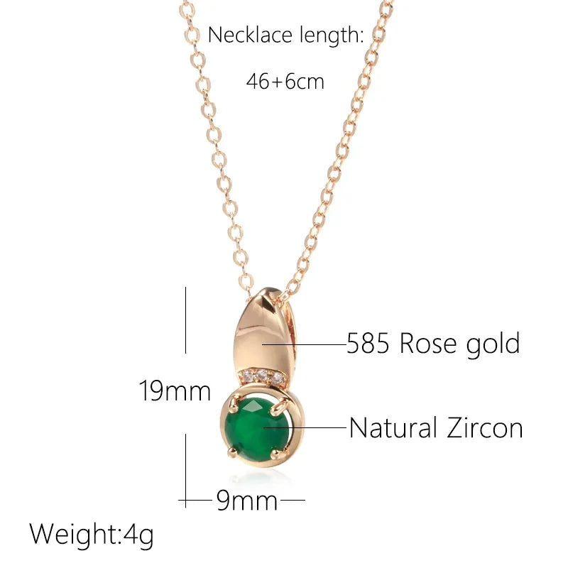 Round Emerald Stone 585 Rose Gold Necklace