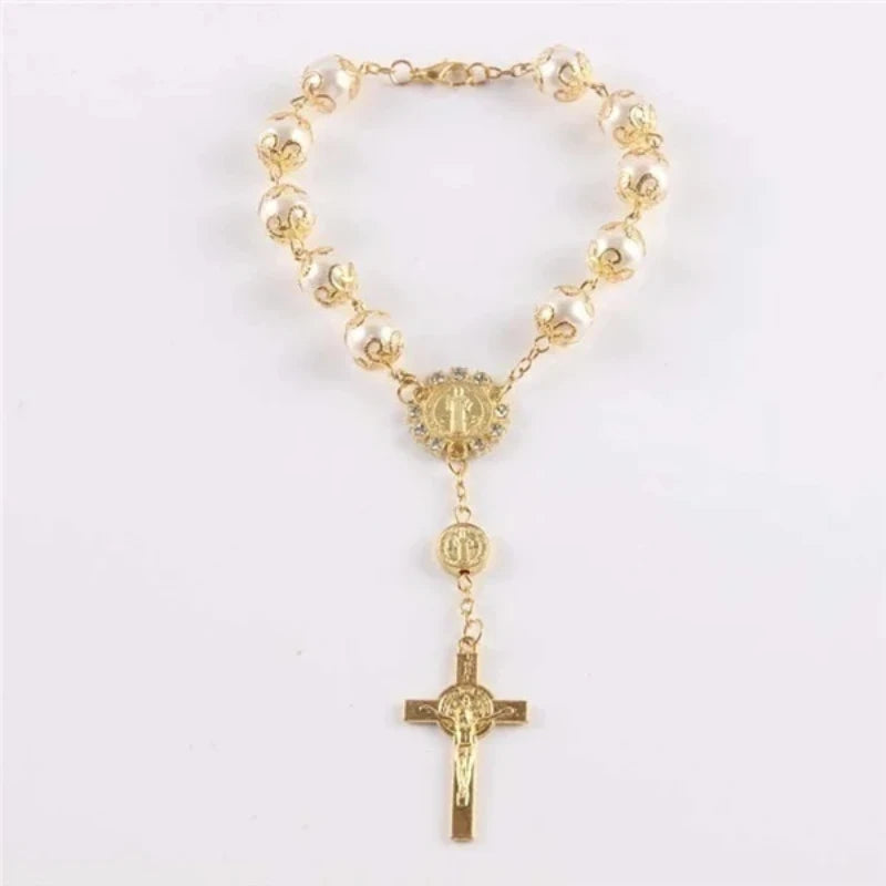 Cross Rosary Bead Bracelet