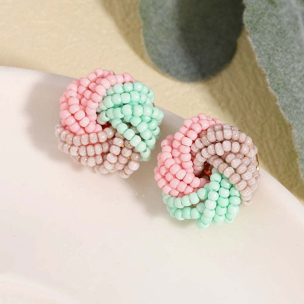 Cream Tricolor Seed Bead Earrings