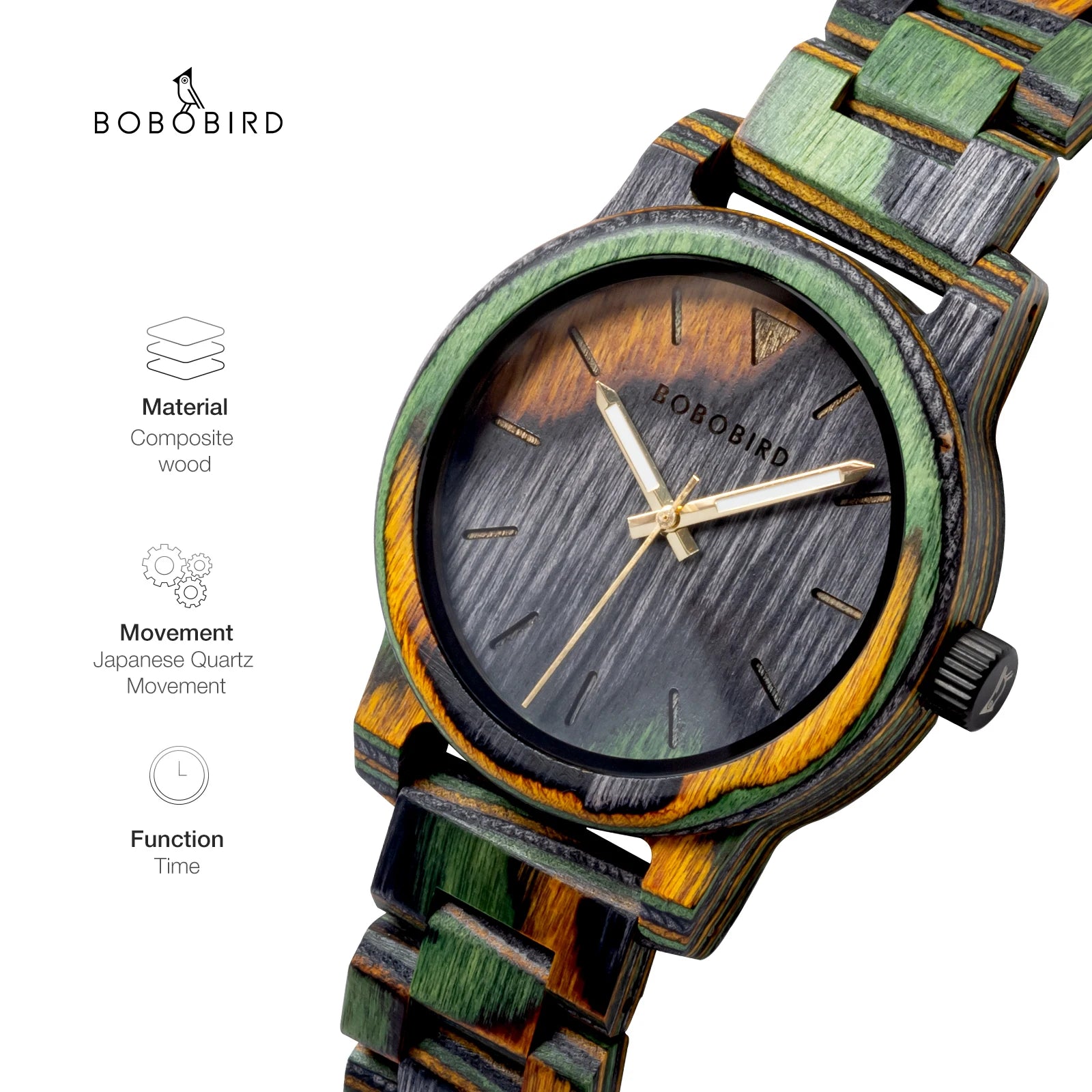 BOBO BIRD Colored Wood Men's Watch