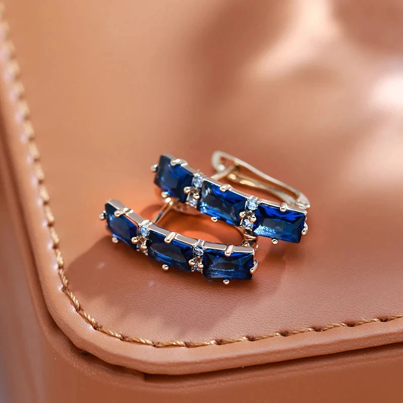 Square Zircon 585 Rose Gold Trend Earrings