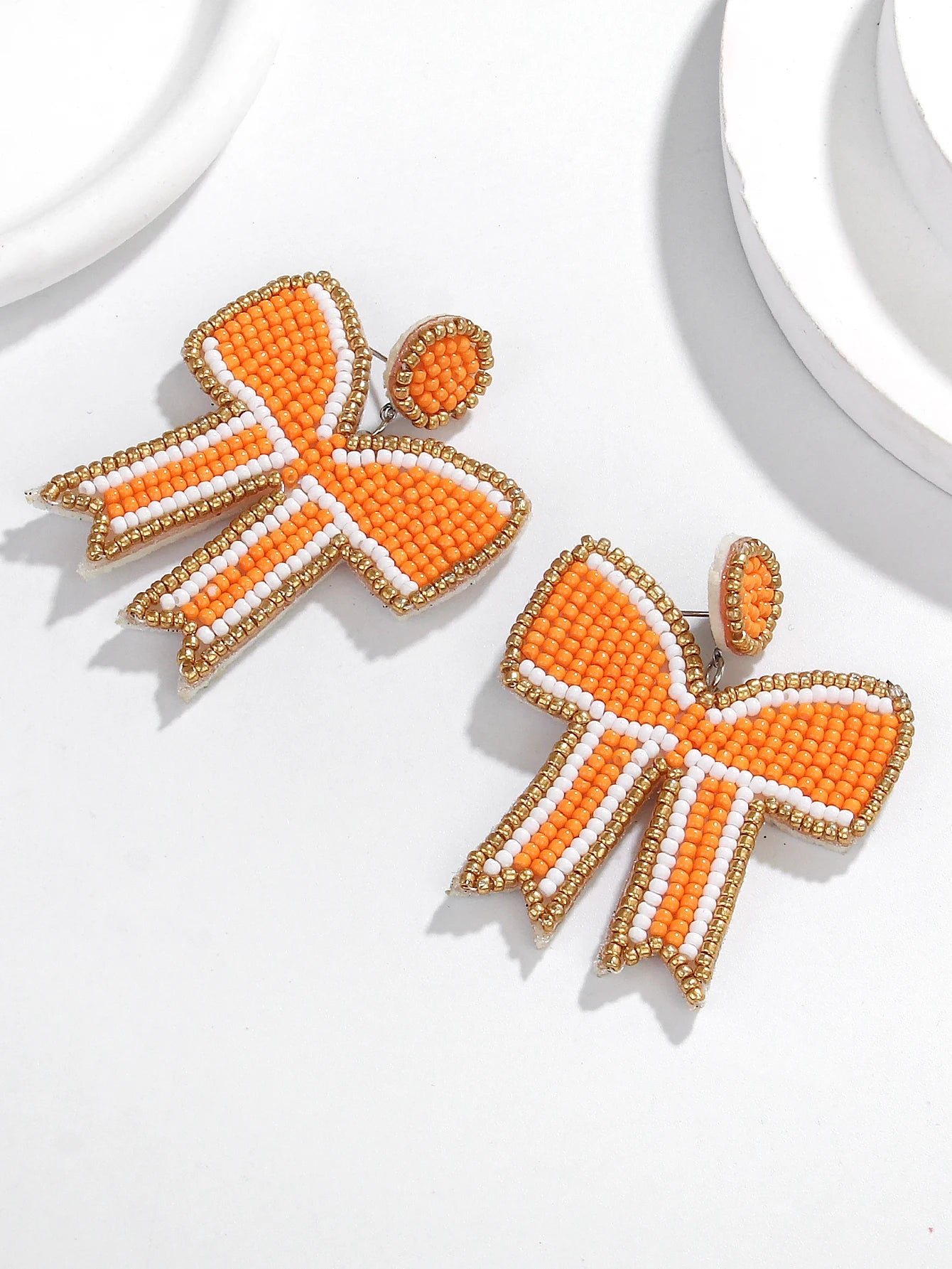 Bow Beaded Ribbon Earrings