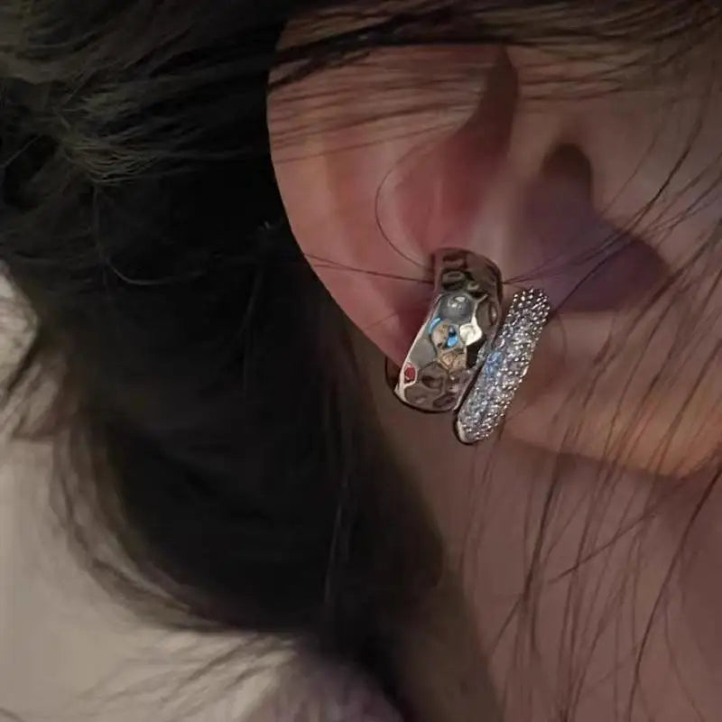 Double-Layer Zircon Ear Cuff