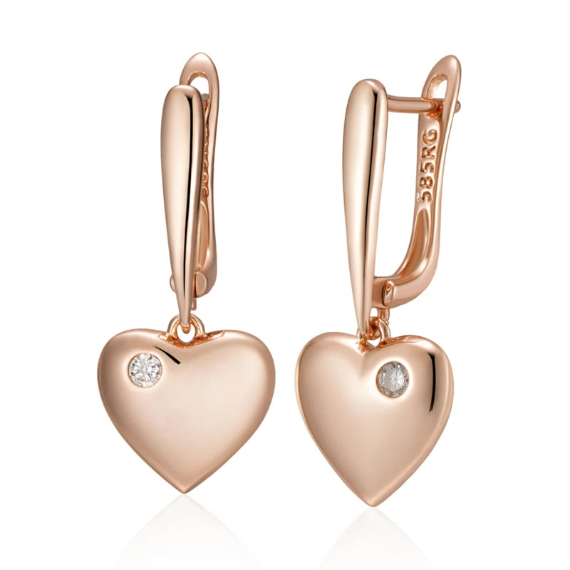 Love Heart 585 Rose Gold Drop Earrings