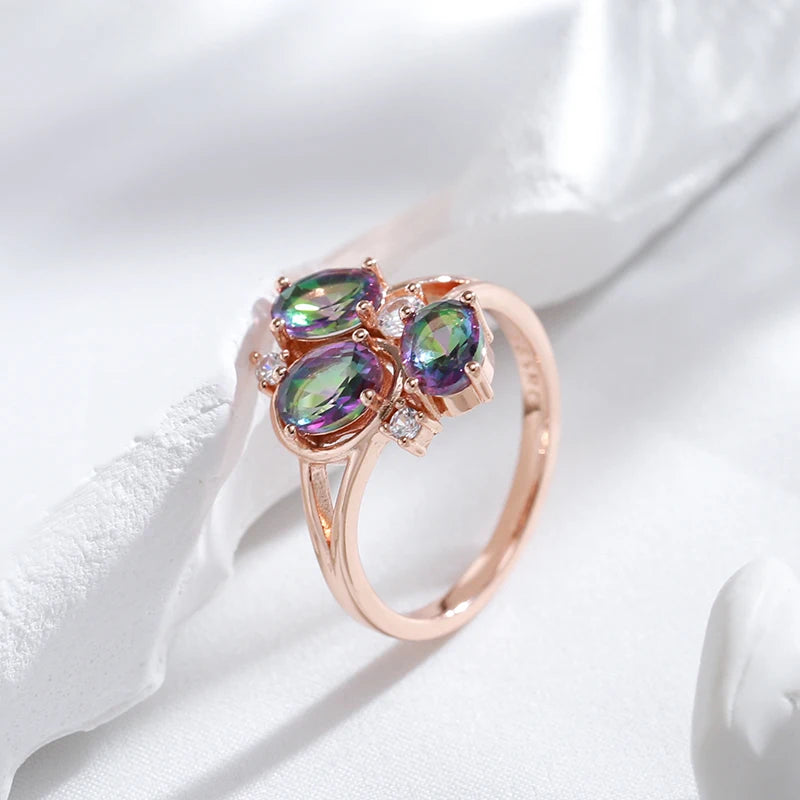 Colorful Zircon Ring 585 Rose Gold