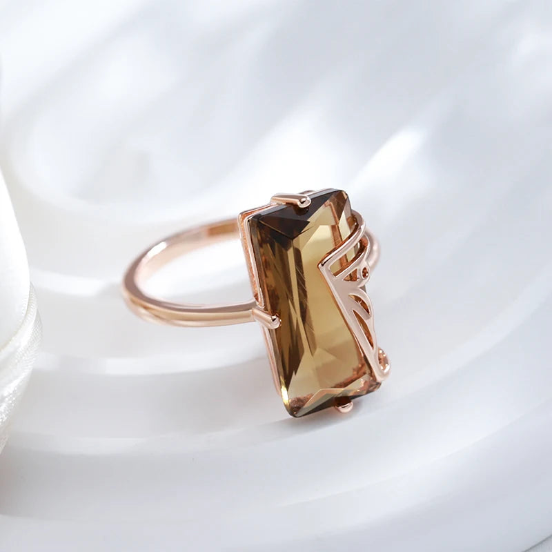 Hellbrauner Zirkon Ring 585 Roségold