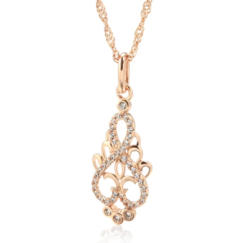 Vintage Boho Zircon 585 Rose Gold Necklace