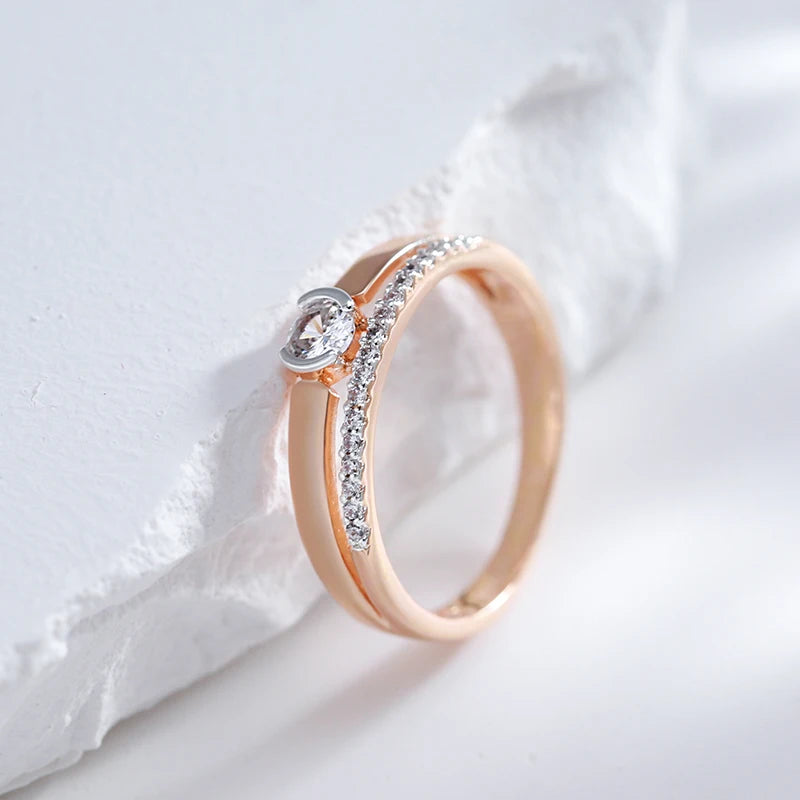 Slim Natural Zircon Ring 585 Rose Gold