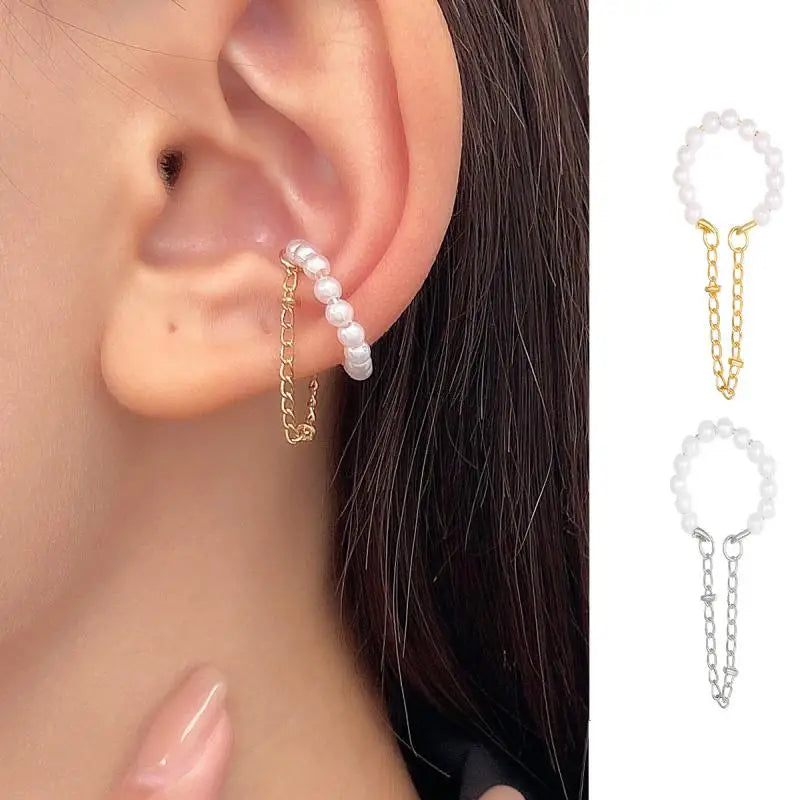 Tassel Chain Pearl Ear Cuff