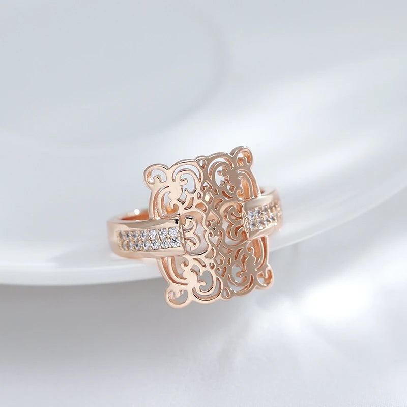 Square Zircon Ring 585 Rose Gold