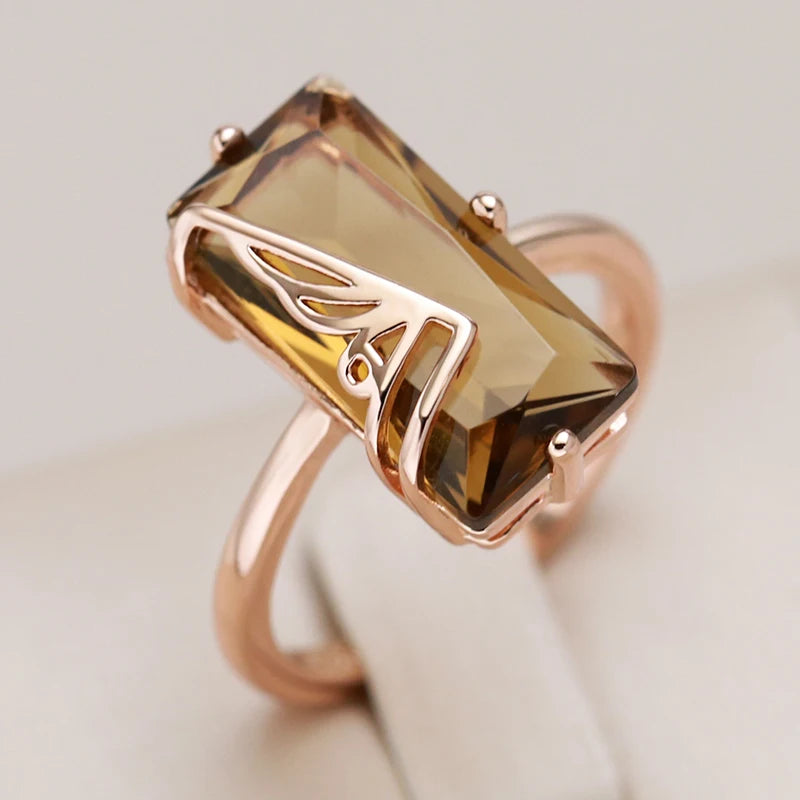 Light Brown Zircon Ring 585 Rose Gold