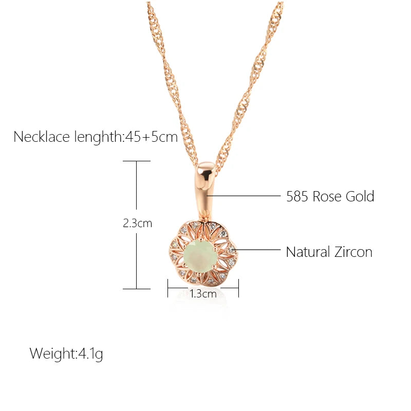 Lake Green Zircon 585 Rose Gold Necklace