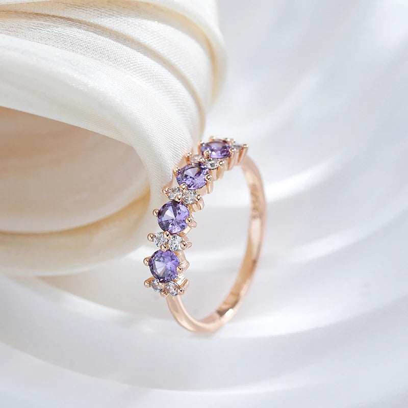 Heißer lila Zirkon Ring 585 Roségold