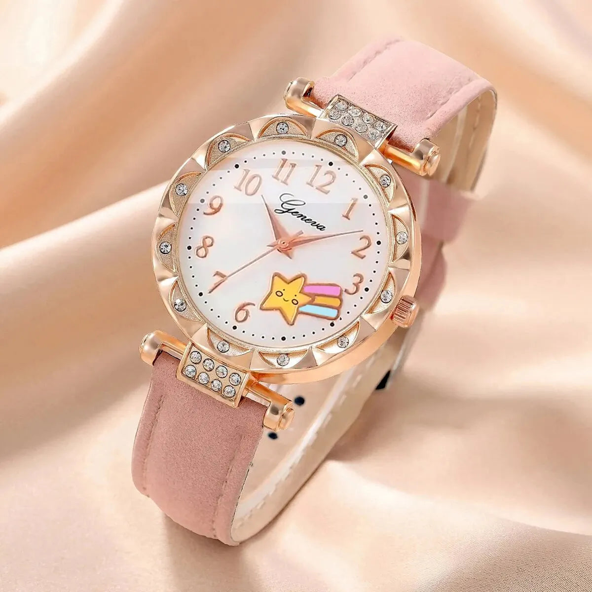 Free Gift - Cartoon Rhinestone Star Kids' Watch Set