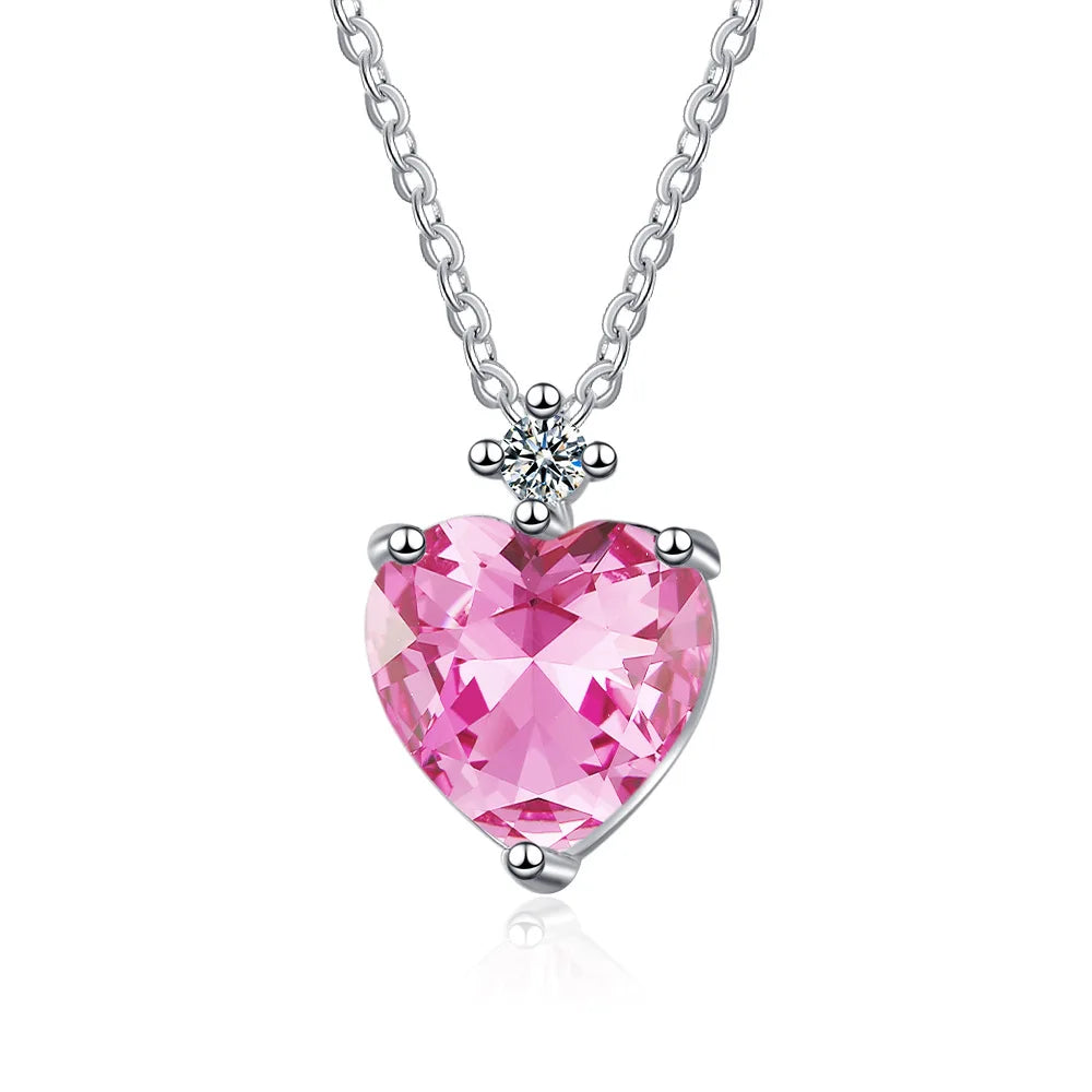 925 Sterling Silver Pink Heart Necklace