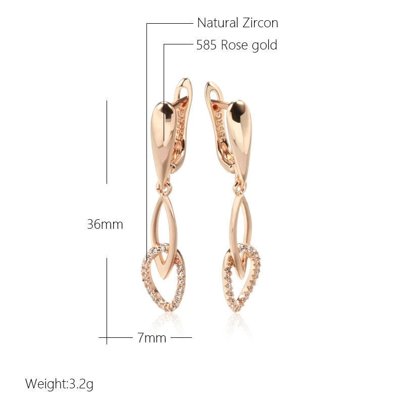 Fashion Hanging 585 Rose Gold Zircon Earrings