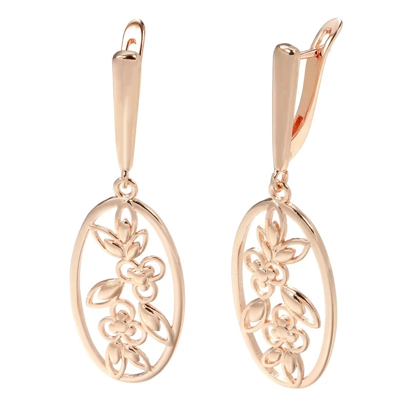 Vintage Hollow Flower 585 Rose Gold Earrings