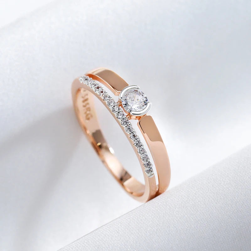 Slim Natural Zircon Ring 585 Rose Gold