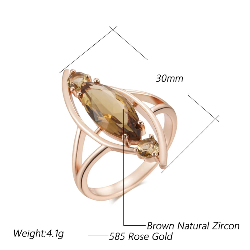 Light Brown Zircon Rhombus Ring 585 Rose Gold