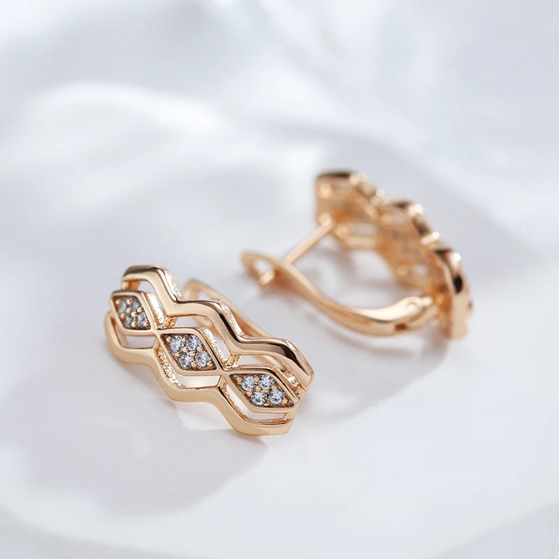 Geometry Square Zircon 585 Rose Gold Earrings