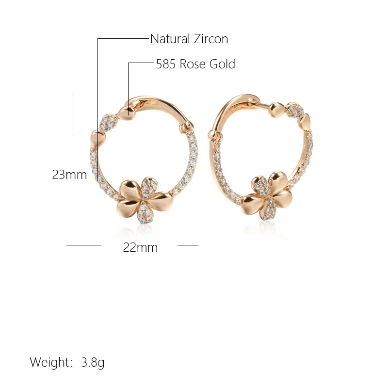 Crystal Flower 585 Rose Gold Zircon Earrings