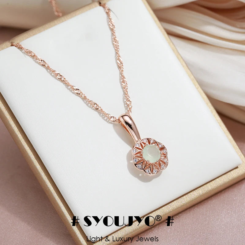 Lake Green Zircon 585 Rose Gold Necklace