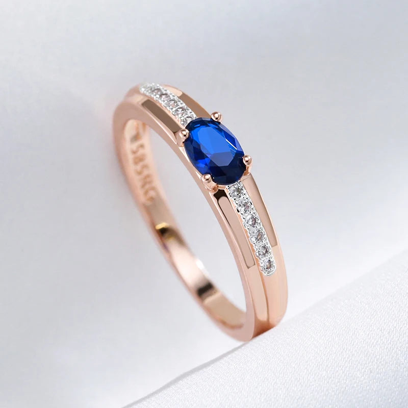 Blue Zircon Ring 585 Rose Gold