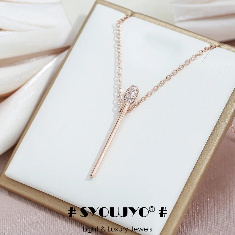 Matchstick Zircon 585 Rose Gold Necklace