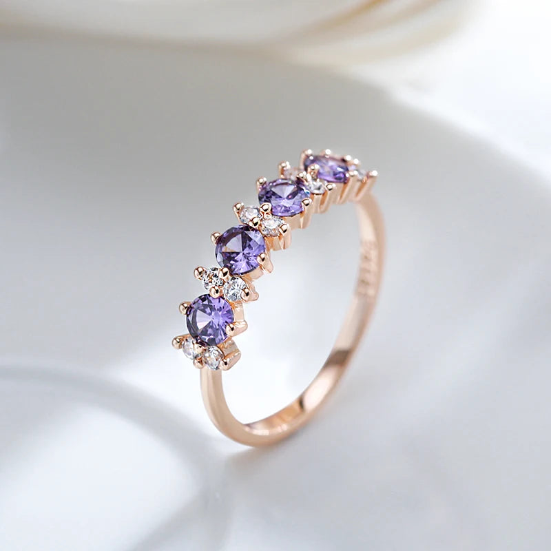 Heißer lila Zirkon Ring 585 Roségold