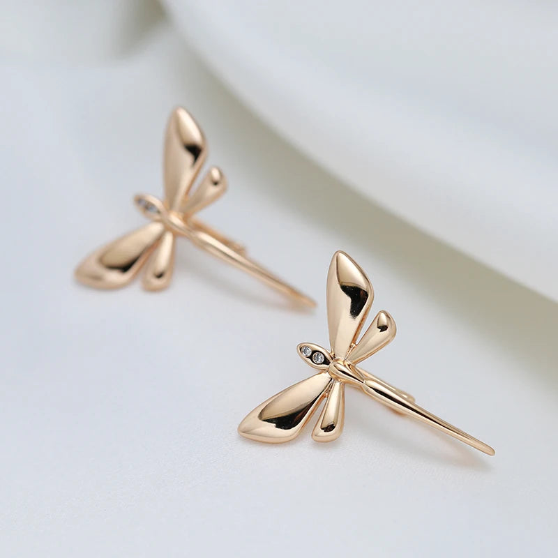 Glossy Dragonfly 585 Rose Gold Earrings