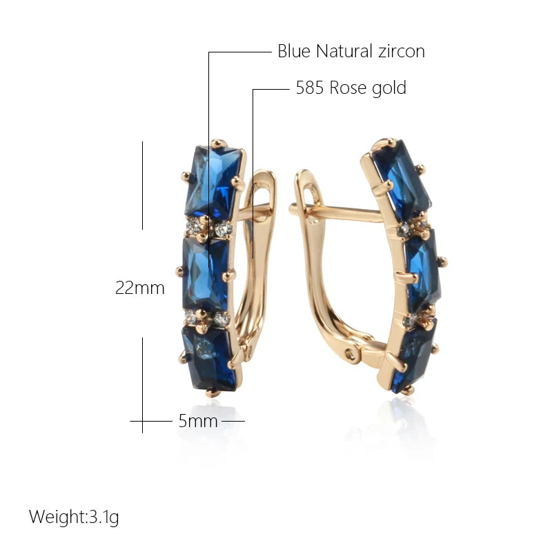 Square Zircon 585 Rose Gold Trend Earrings